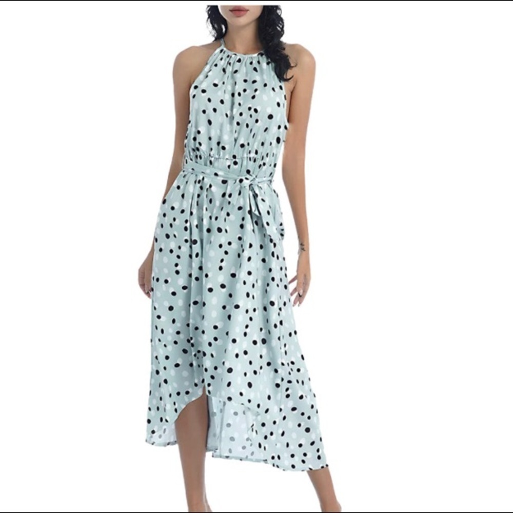 Elegant High Low Polka Dot Dress